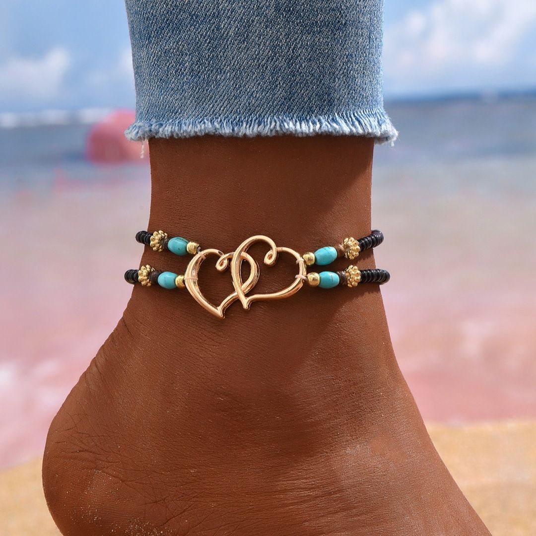 Wholesale  Bohemian Beach Holiday Style Double-layer Bead Shacklet Foot Jewelry