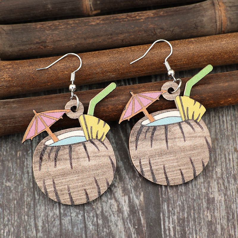 Wholesale  Milk Fruit Creative Wooden Earrings
