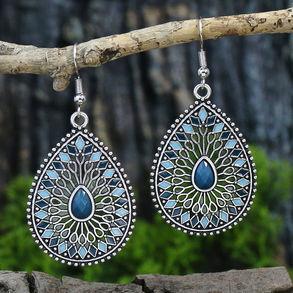 Wholesale Bohemian Retro Colorful Drop Earrings Alloy Electroplated Fashion Accessory