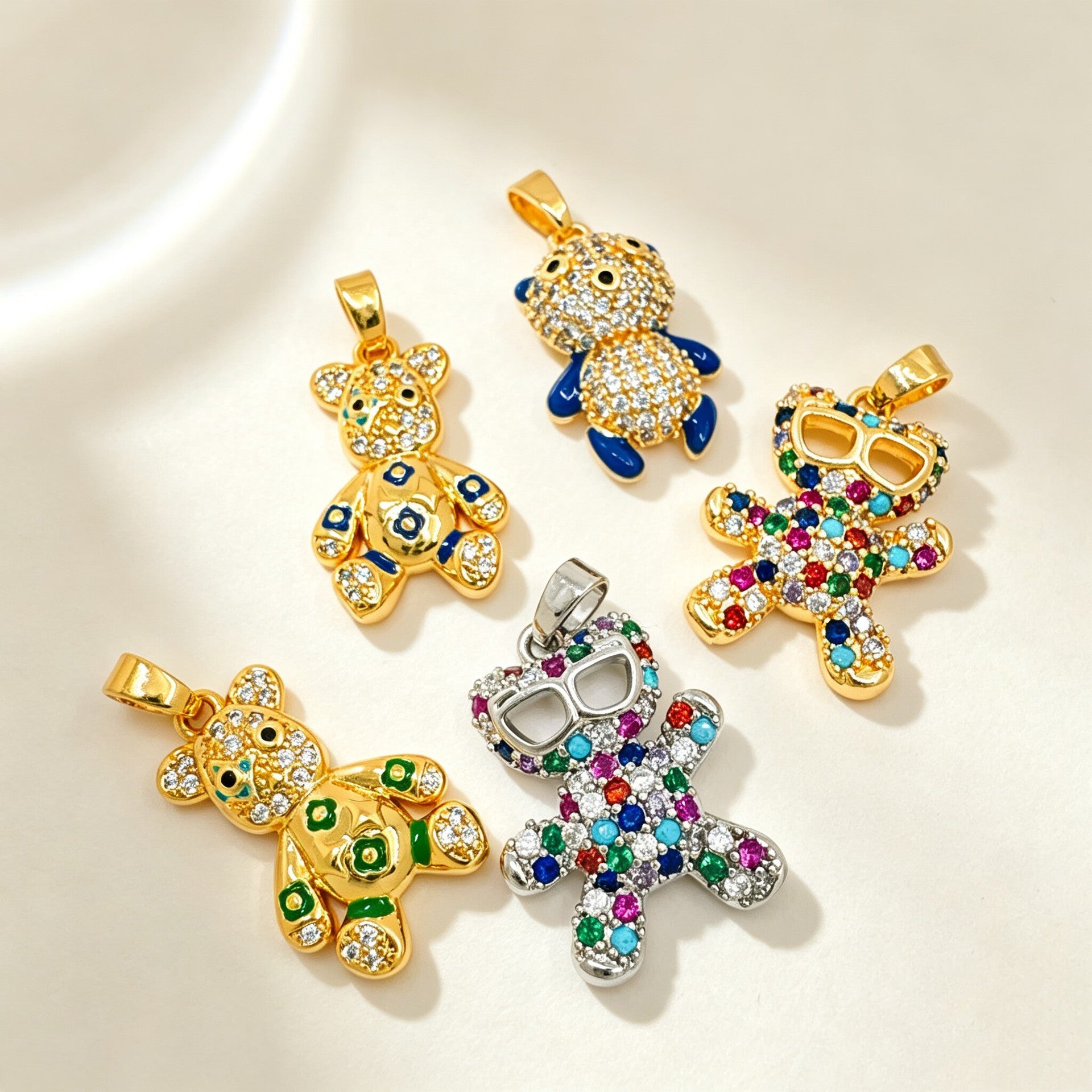 Wholesale Gold Plated Copper Bear Pendant Necklace