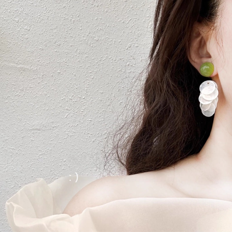 Wholesale Avocado green earrings Summer shell earrings