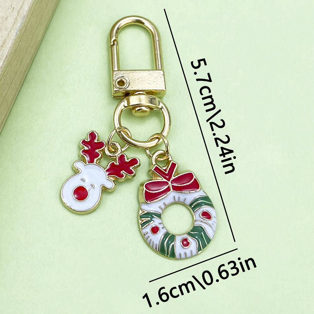 Wholesale Christmas oil drop alloy  snowman bell  keychain