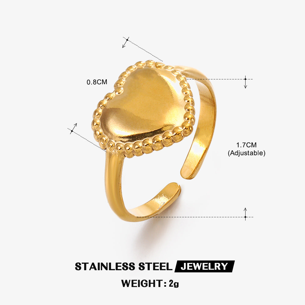Wholesale Stainless Steel Love Heart 18K Gold Plated Ring