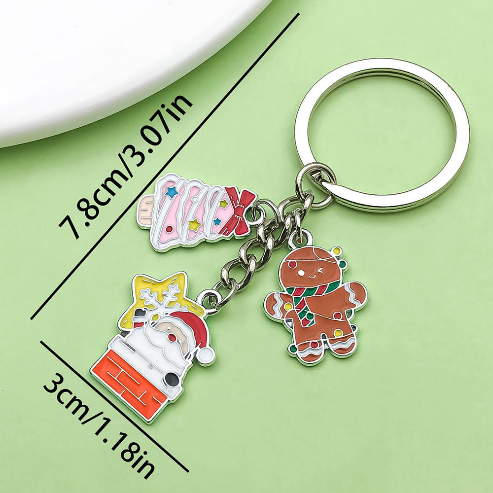 Wholesale Christmas oil drop alloy  snowman bell  keychain