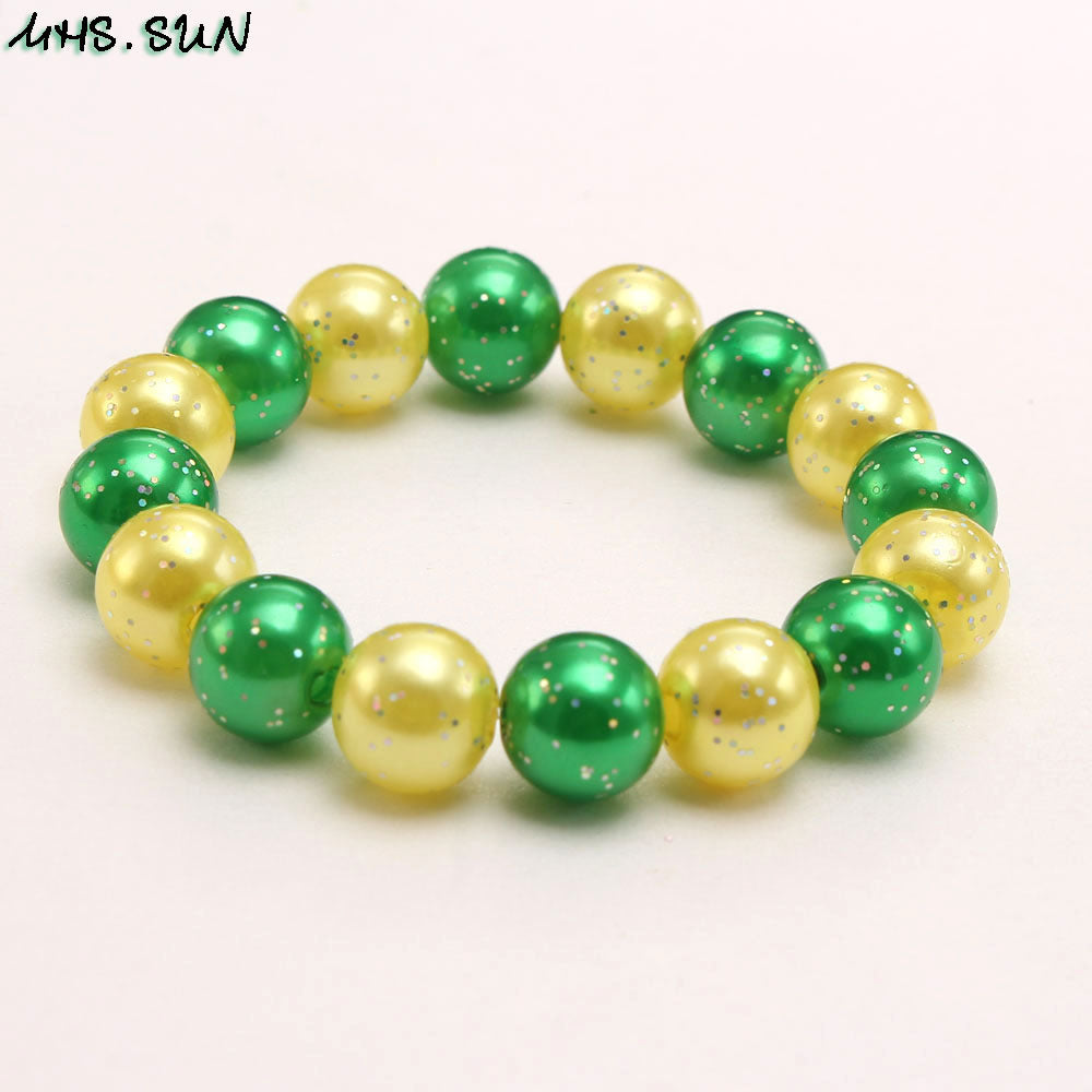Wholesale Glitter Pink Acrylic Pearl Children's Bracelet ACC-BT-NiJia001