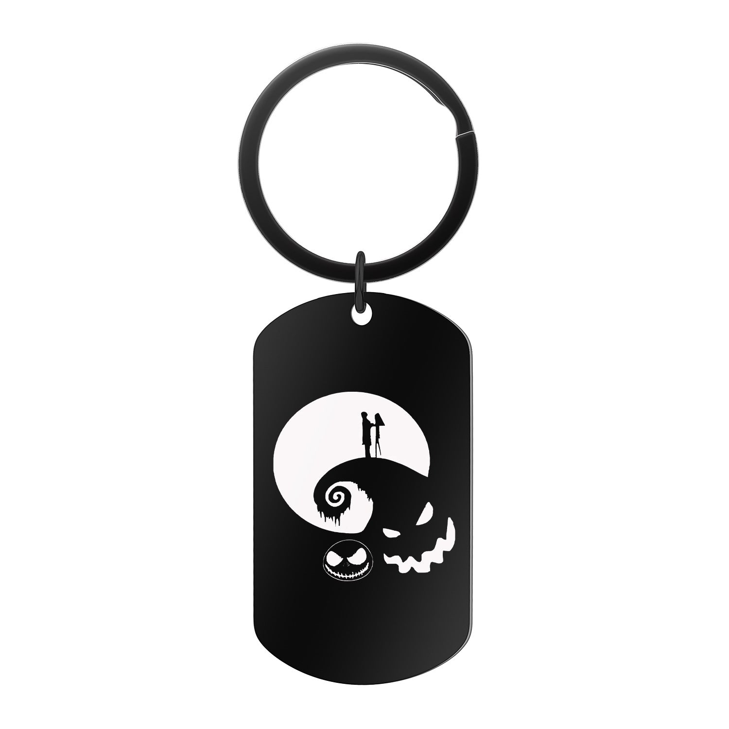 Wholesale  horror black stainless steel cartoon lettering keychain