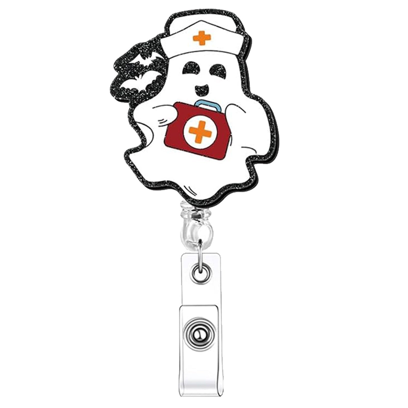 Wholesale Halloween Ghost Series Acrylic Retractable Rotating Badge Keychain