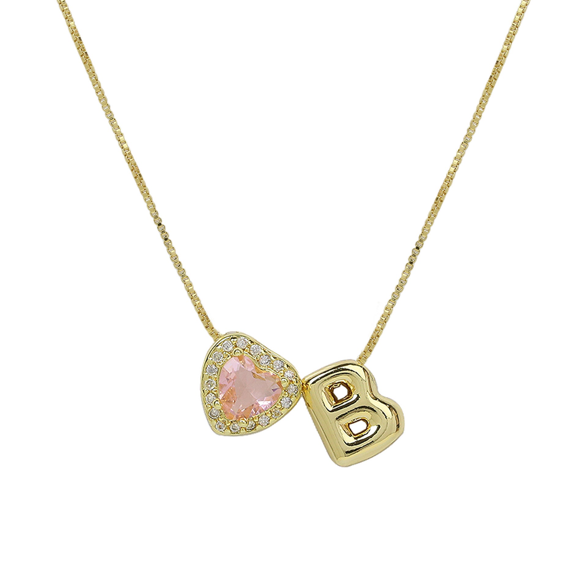 Wholesale Cute bubble 26 English letters love heart clavicle necklace