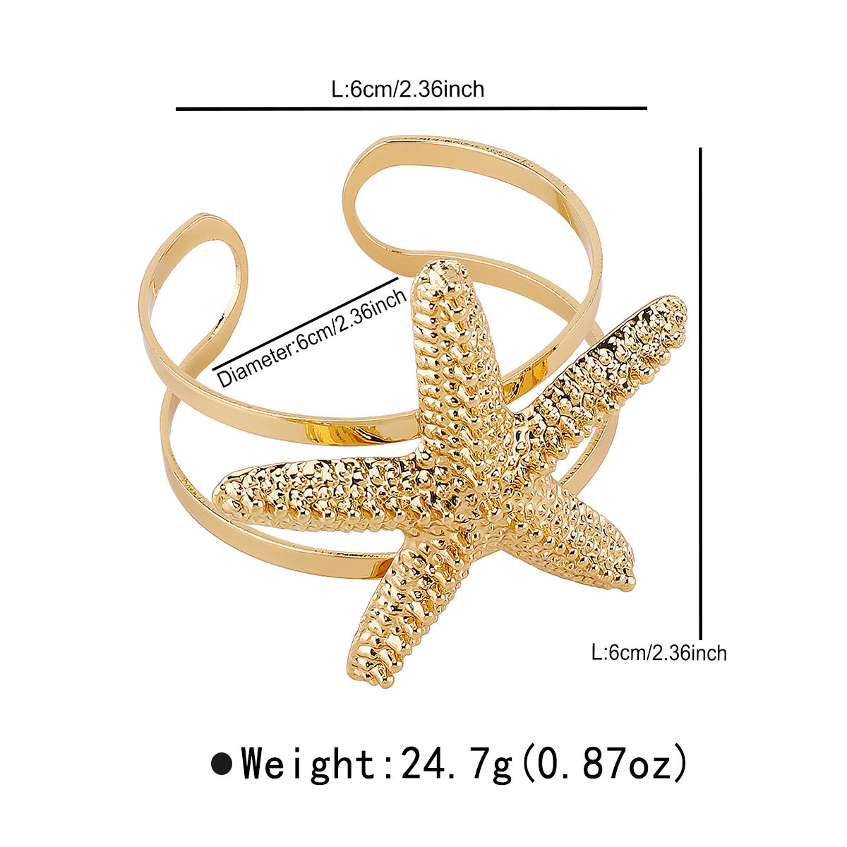 Wholesale  Fashion Personality Design Starfish Conch Open Bracelet