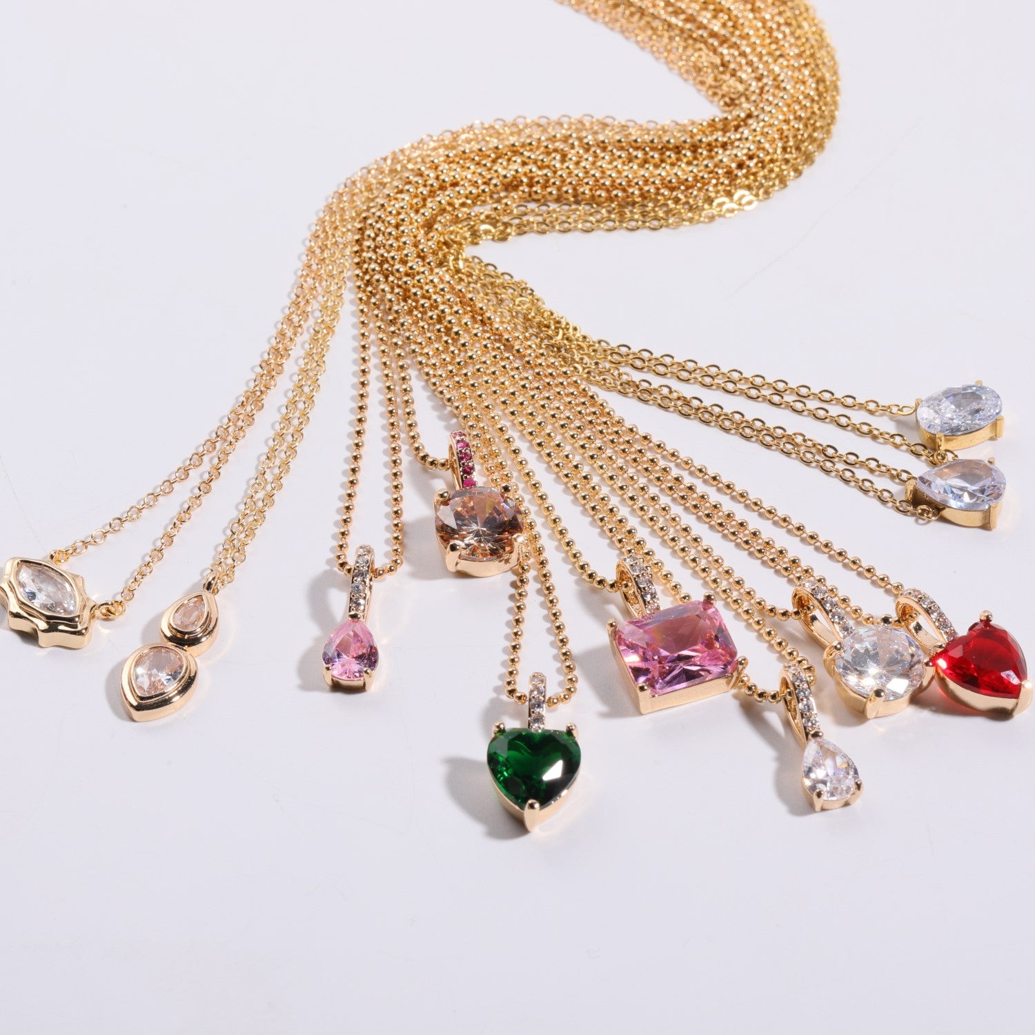 Wholesale  Zircon Necklace Emerald Zircon Bead Chain chocker Short Necklace Light Luxury Style Necklace