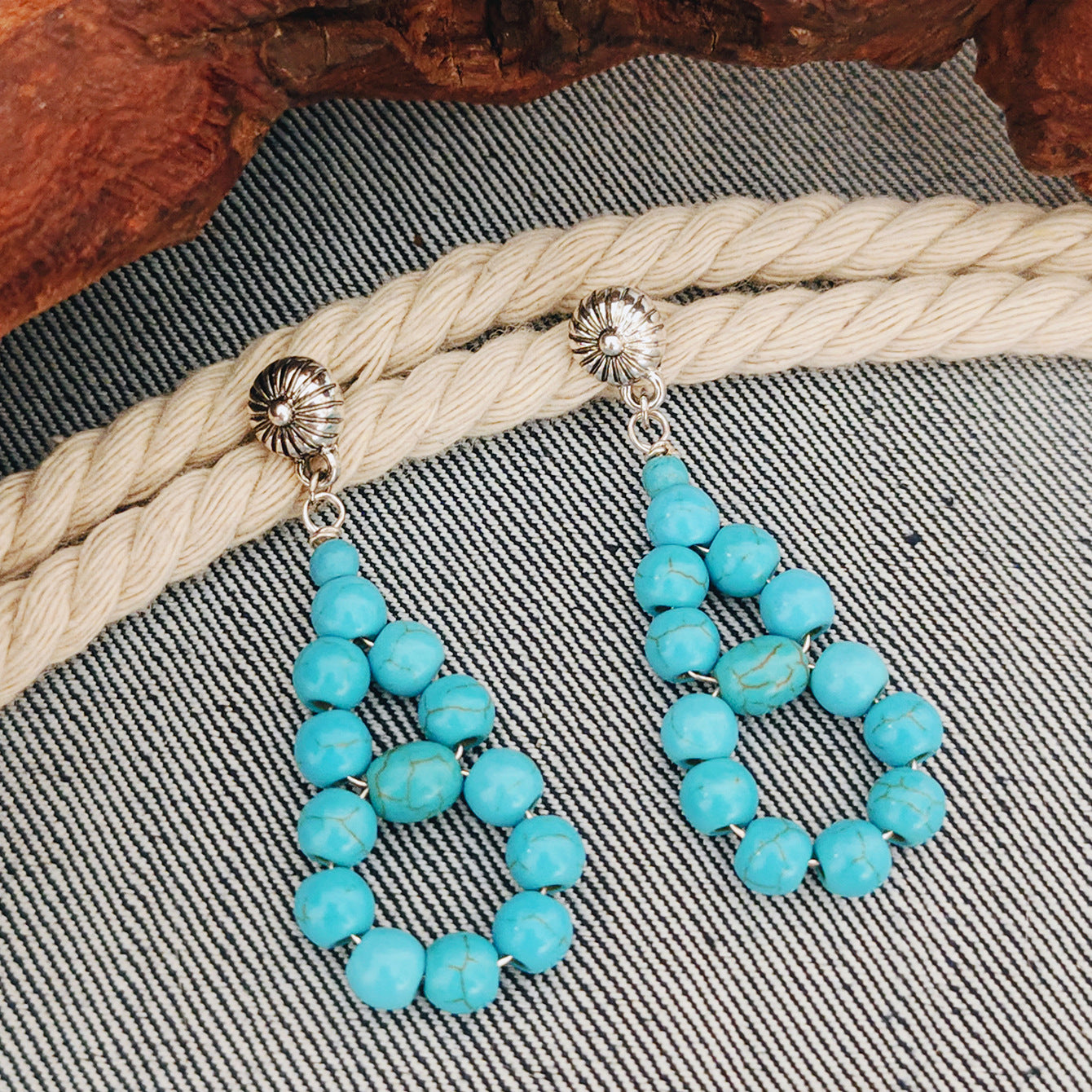 Wholesale Turquoise Star Geometric Earrings Bohemian Style Women S Fashion Accessory For Everyday Wear