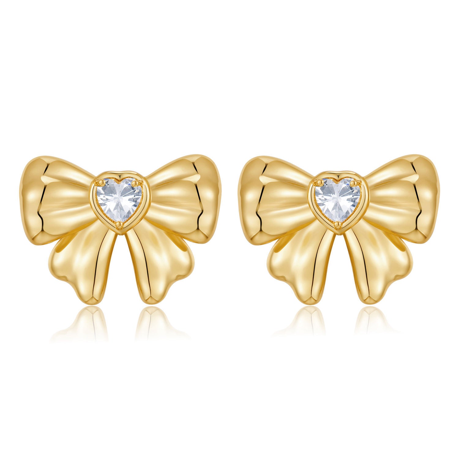 Wholesale Copper Plated 18K Gold Bow Earrings ACC-ES-HuaChuang011