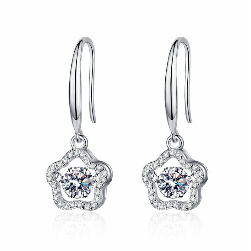 Wholesale S925 sterling silver moissanite plum blossom earrings