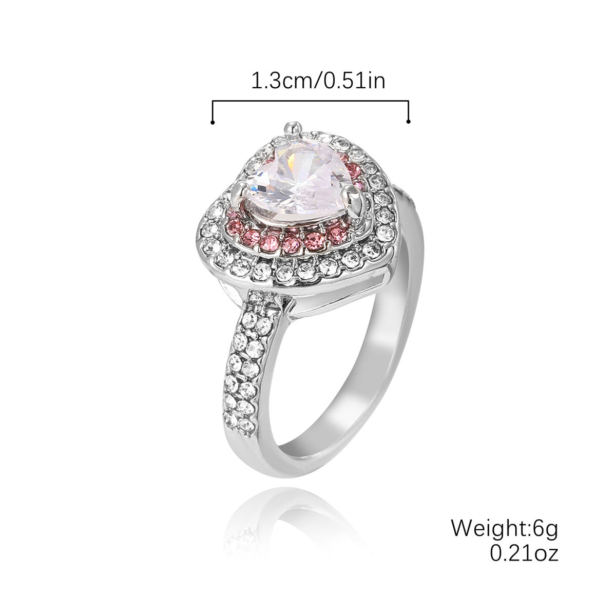 Wholesale Creative Love Zircon silver Ring