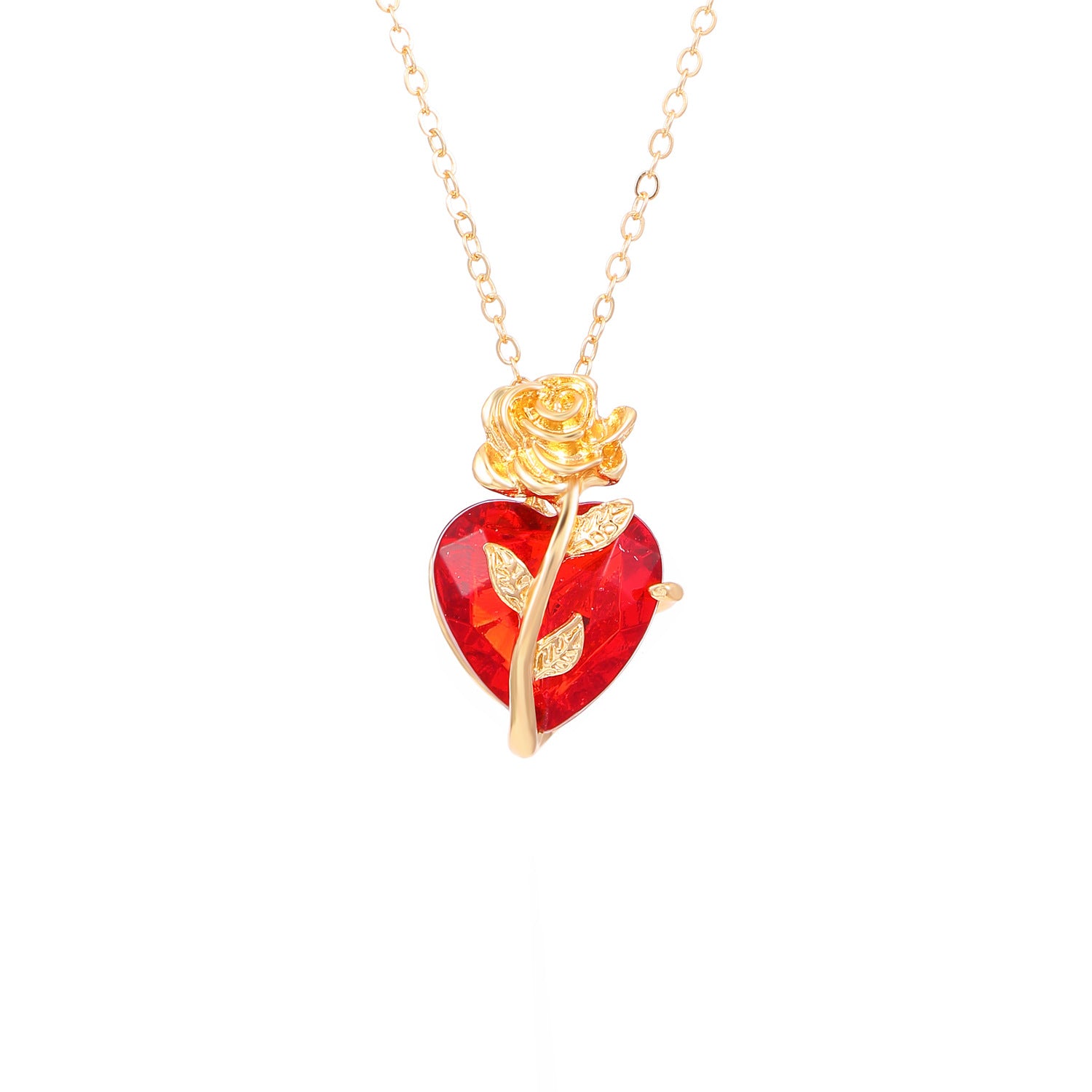 Wholesale Love Rose Necklace  Flower Heart-shaped Clavicle Chain