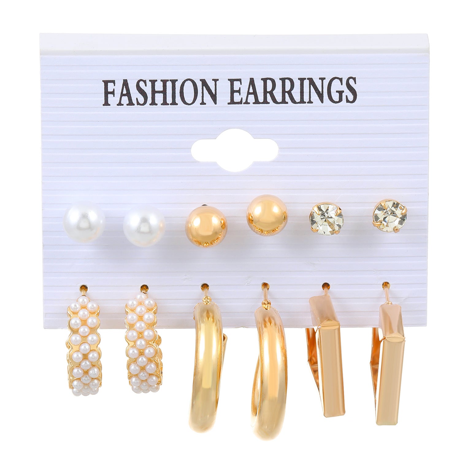 Wholesale Gold Geometric Pearl and Diamond Earrings Sets ACC-ES-MY027