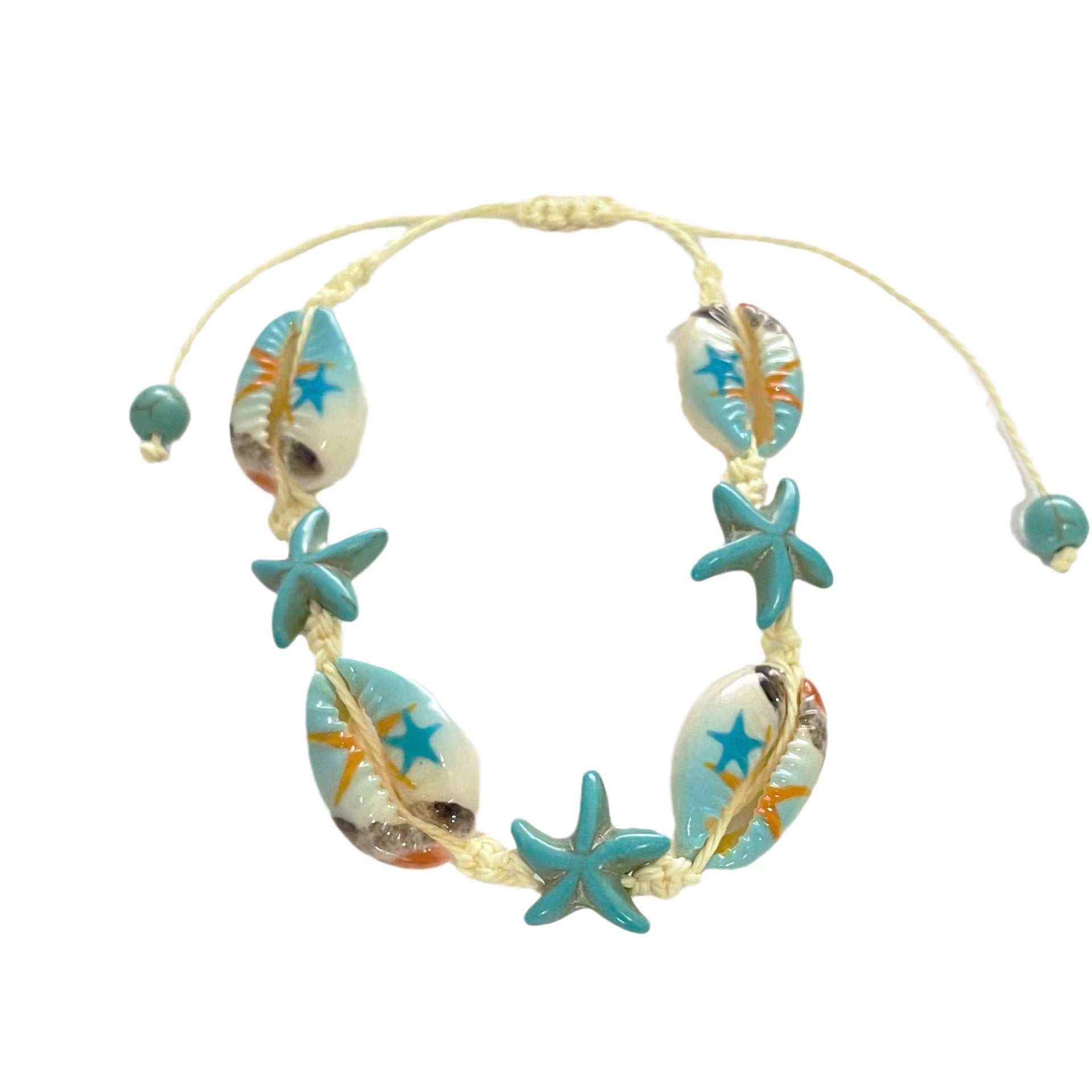 Wholesale Ocean Vacation Shell Turtle Starfish Woven Foot Bracelet