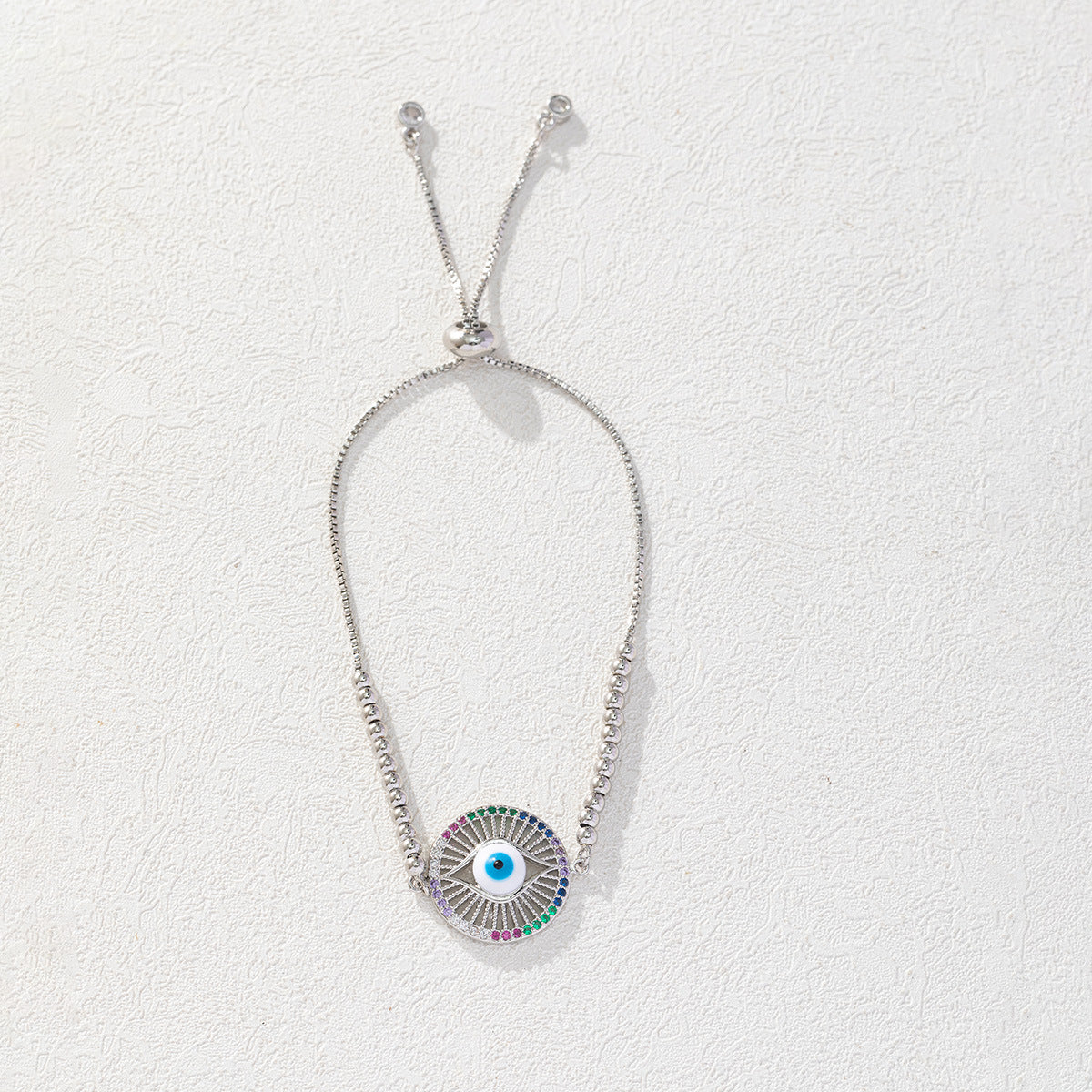 Wholesale Copper Zircon Evil Eye Bracelet Trendy Blue Eye Drip Oil Jewelry Accessory Women S Boutique Gift