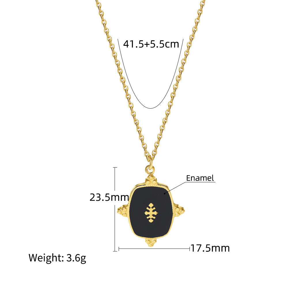 Wholesale  oil dripping necklace moon pattern titanium steel gold-plated necklace