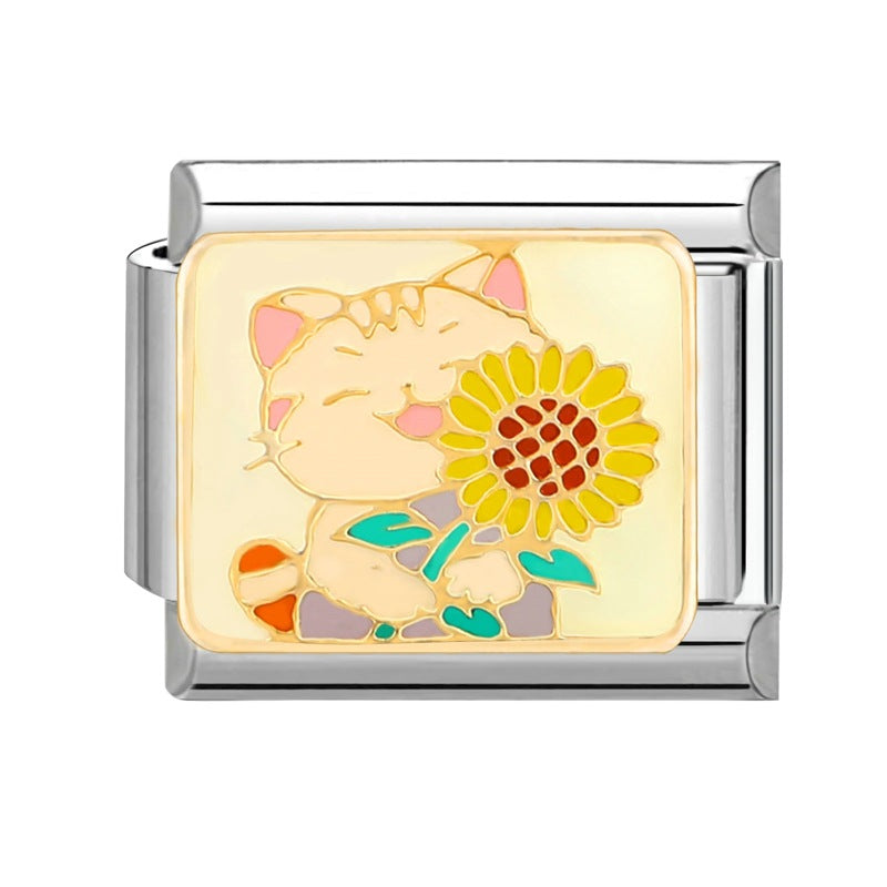 Wholesale Italian Charm Bracelet 9mm DIY Splicing Removable Plant Castle Stainless Steel Composable Bracelet