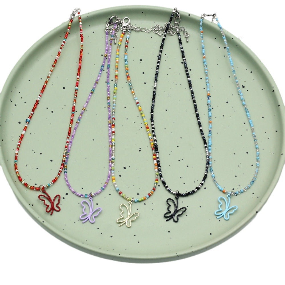 Wholesale  Light Luxury  Alloy Hollow Butterfly Pendant Necklace