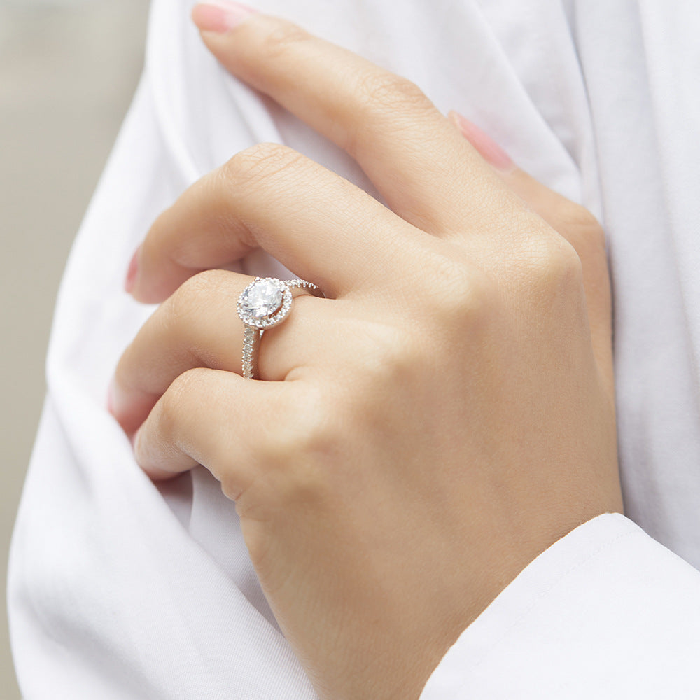 Wholesale  1 karat  Diamond Ring S925 Silver Ring