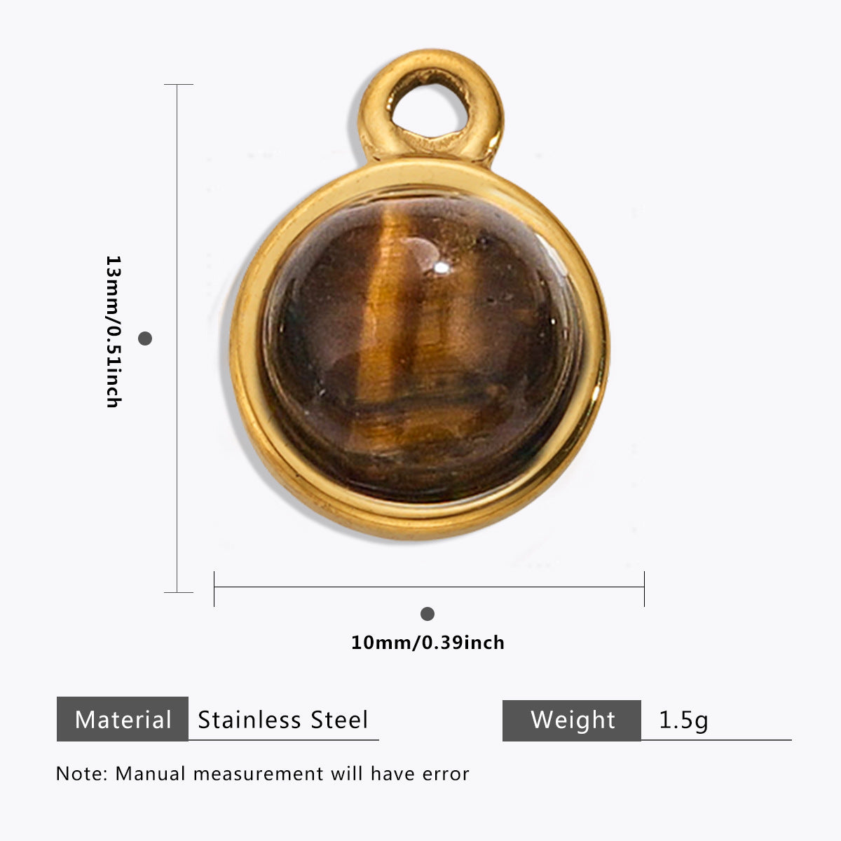 Wholesale Stainless Steel Maillard Tiger Eye Pendant