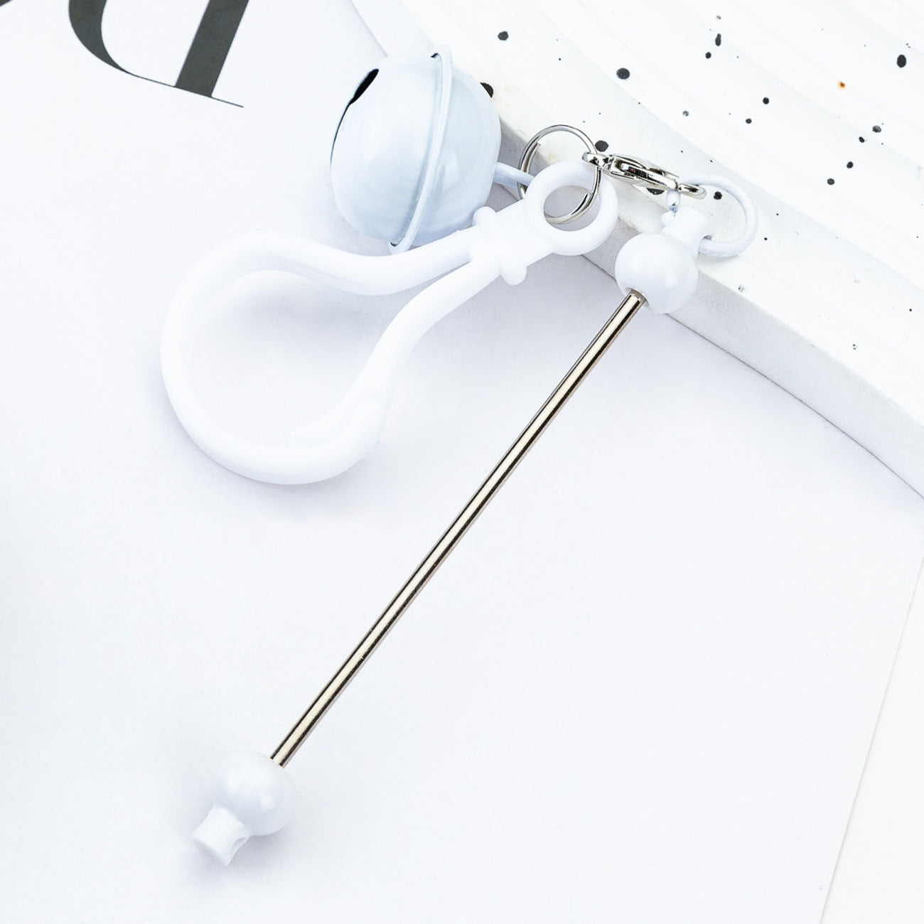 Wholesale DIY Beaded Bell Keychain Candy Color Plastic Keychain