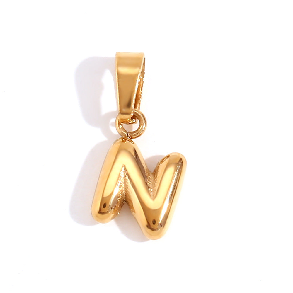 Wholesale Stainless Steel Plated 18K Gold Mini Bubble Lettering Pendant ACC-NE-Mengj001