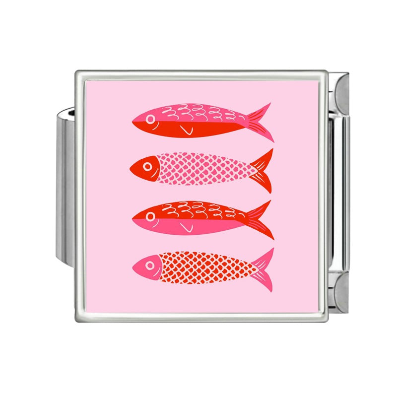 Wholesale Italian Style DIY Pink Heart Pet Car Theme Stainless Steel Bracelet Jewelry Accessory