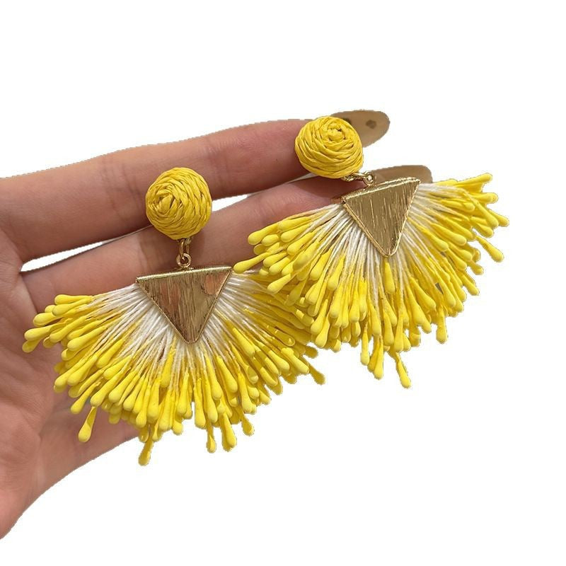 Wholesale Straw Exaggerated Earrings