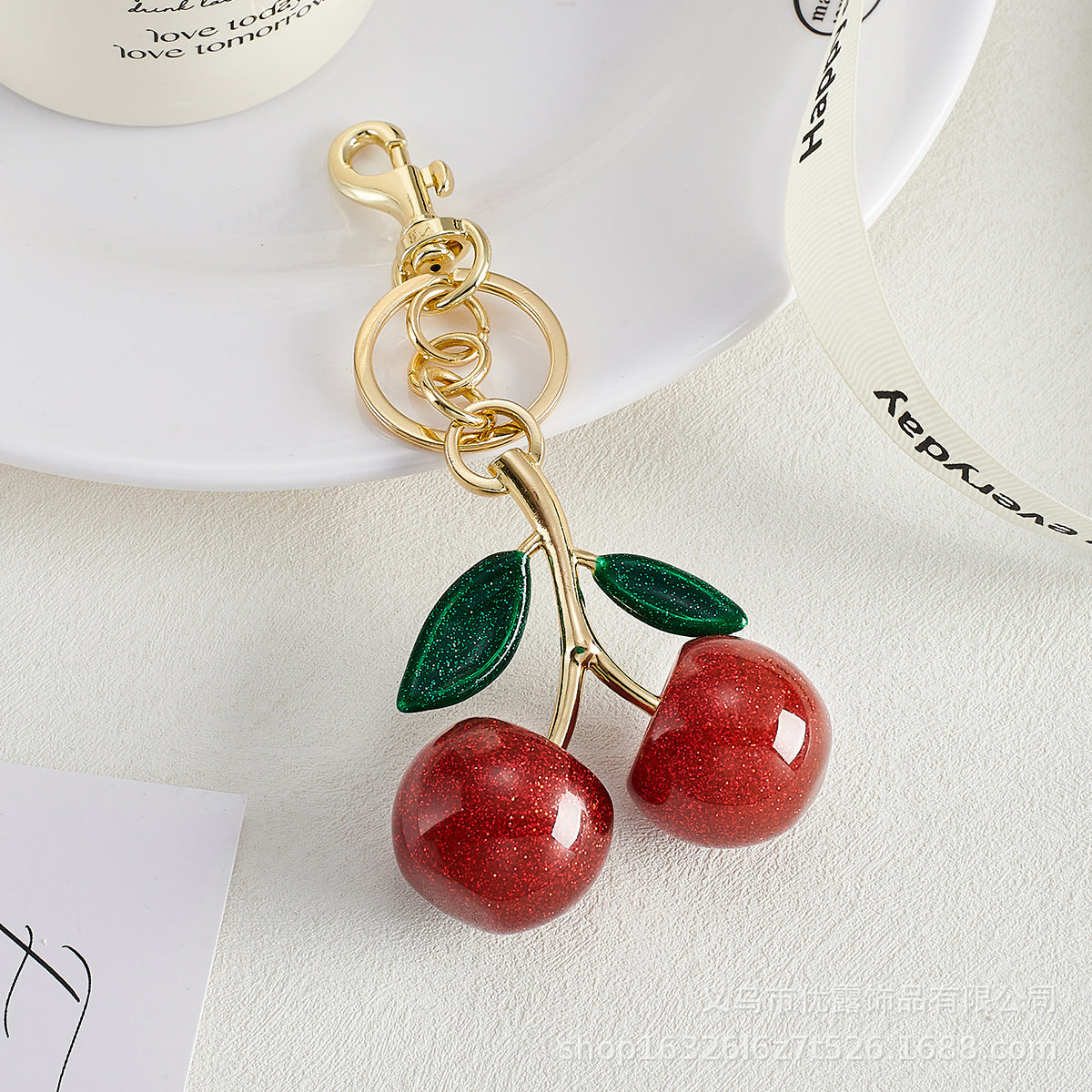 Wholesale Cherry Fruit Bag Pendant Cherry Keychain