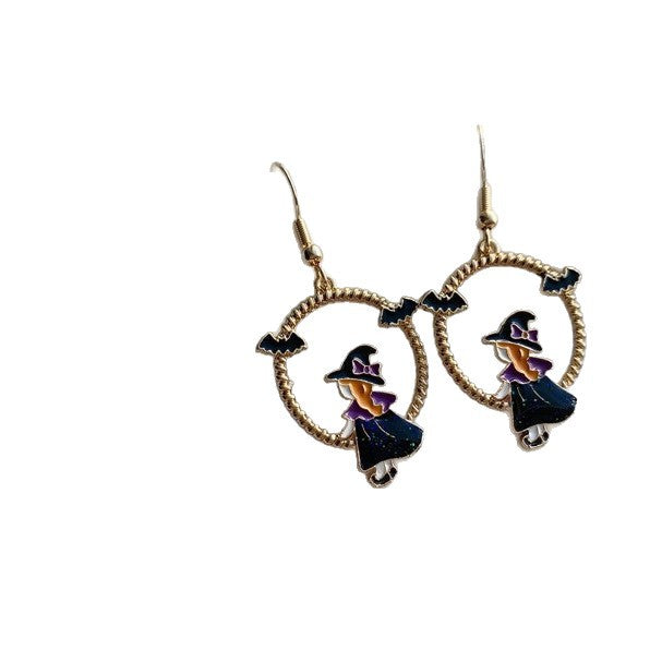 Wholesale Bat witch earrings alloy oil drop  earrings