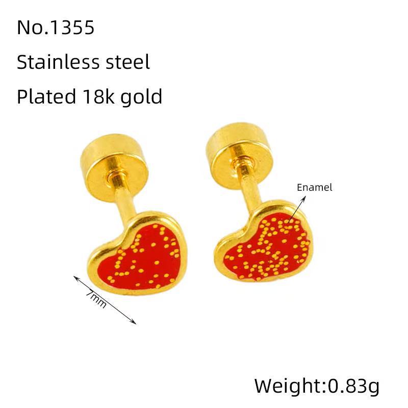 Wholesale Stainless steel gold-plated heart-shaped earrings