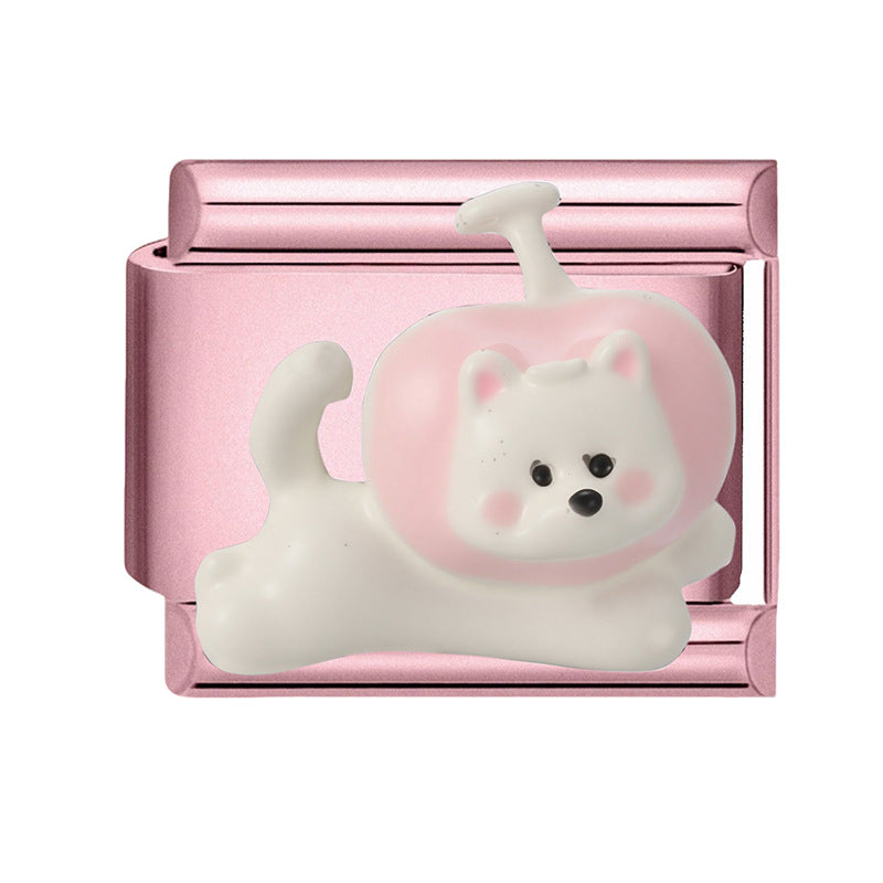 Wholesale 9mm Italian Charm Starter Bracelets pink series  DIY  Single Section Creative Stainless Steel Composable Bracelet