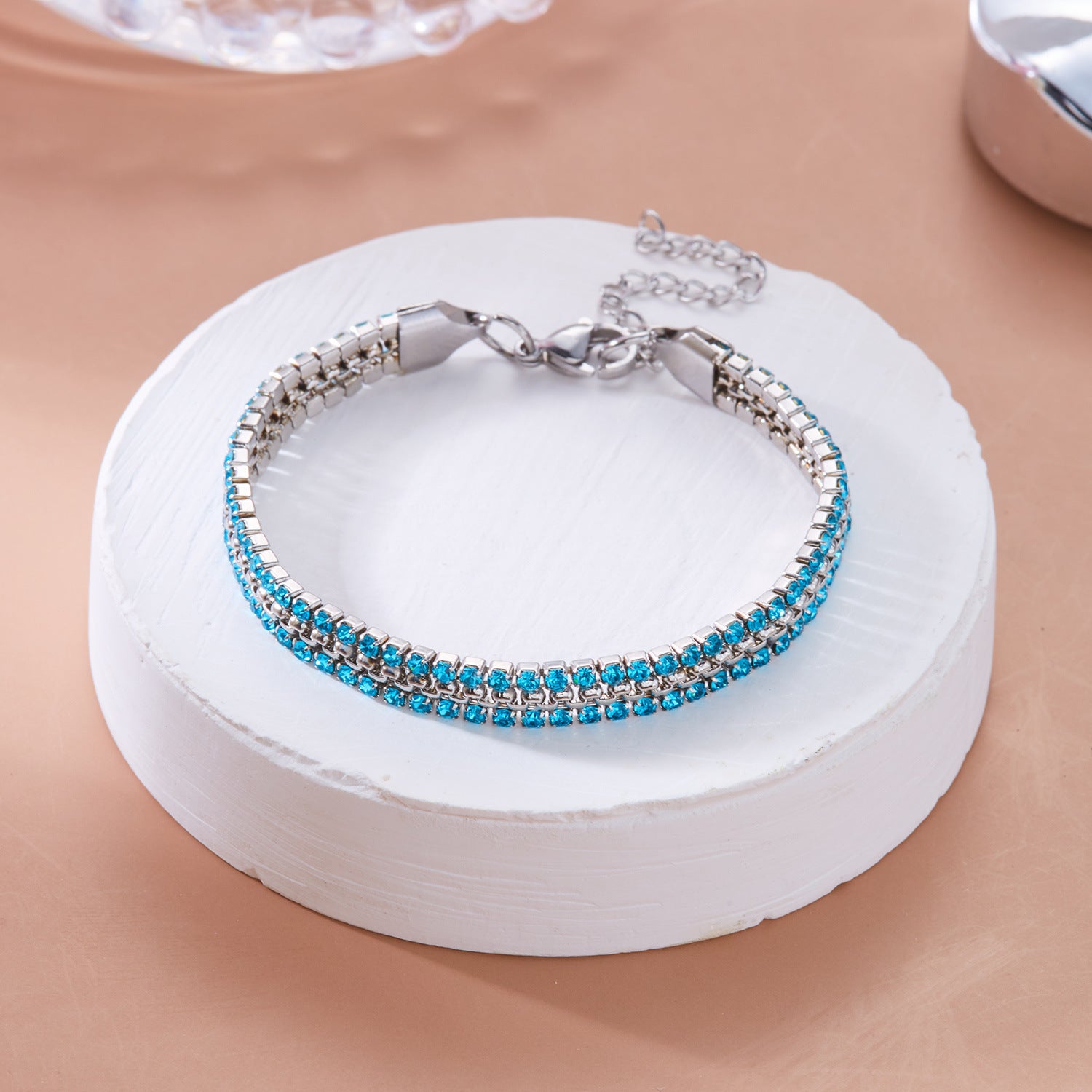 Wholesale Stainless Steel Diamond Bracelet Color Zircon Rhinestone Claw Chain