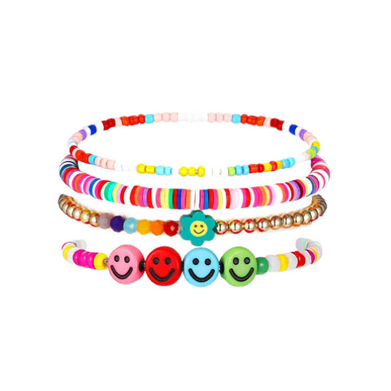 Wholesale Bohemian Retro Ethnic Style Colorful Polymer Clay Heart-shaped Pearl Bracelet ACC-BT-Chens004