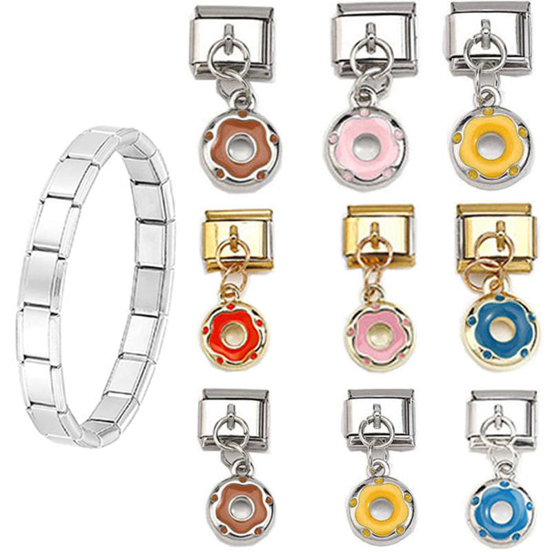 Wholesale  5pcs/ pack 9mm Italian Charm Starter Bracelets DIY square Single Section Creative Stainless Steel Composable Bracelet