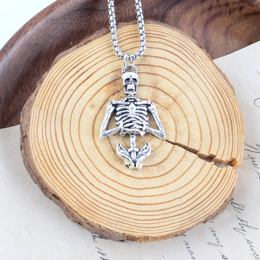 Wholesale Halloween skull pendant stainless steel necklace