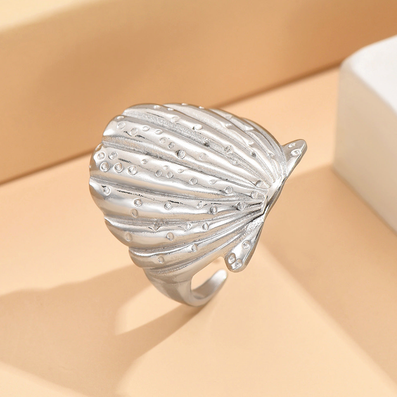 Wholesale Holiday Style Shell Starfish Open Adjustable Stainless Steel Ring ACC-RS-MiYi003