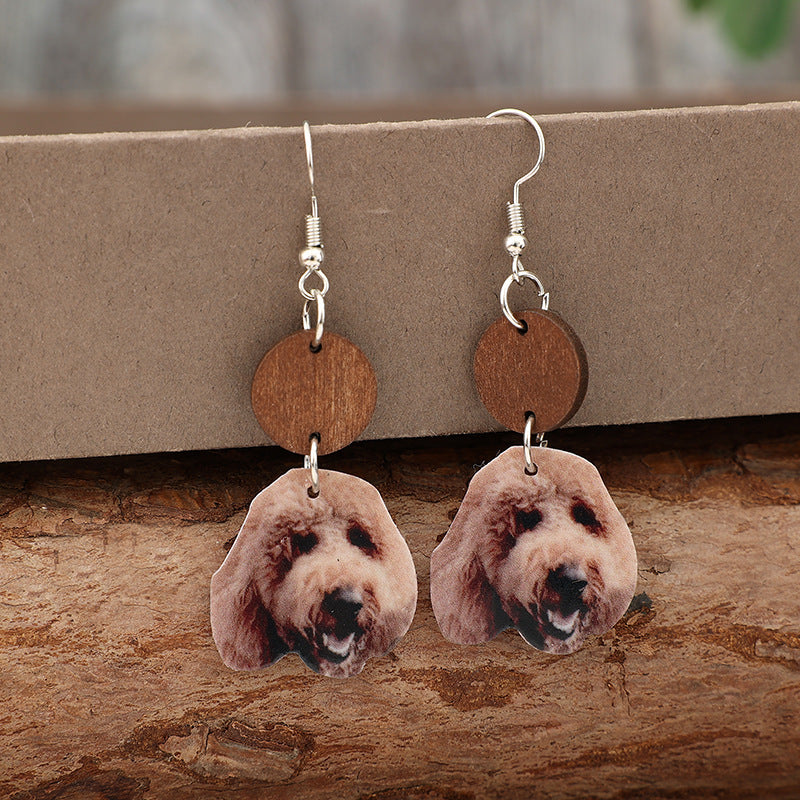 Wholesale Creative Curly Teddy Puppy Acrylic Earrings