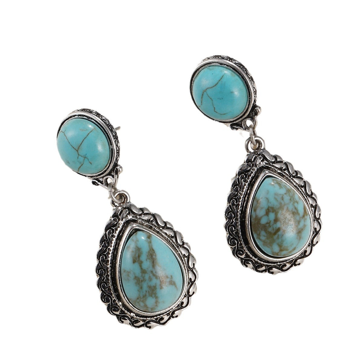 Wholesale  retro Bohemian ethnic style turquoise earrings