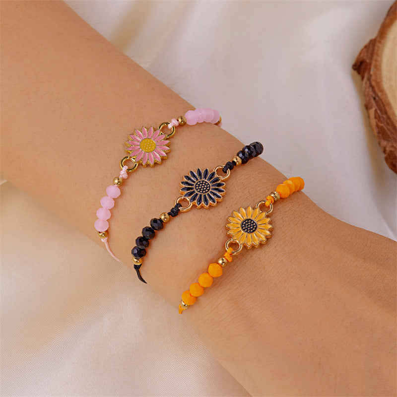 Wholesale  flower bracelet  3-piece set color daisy paper card bracelet