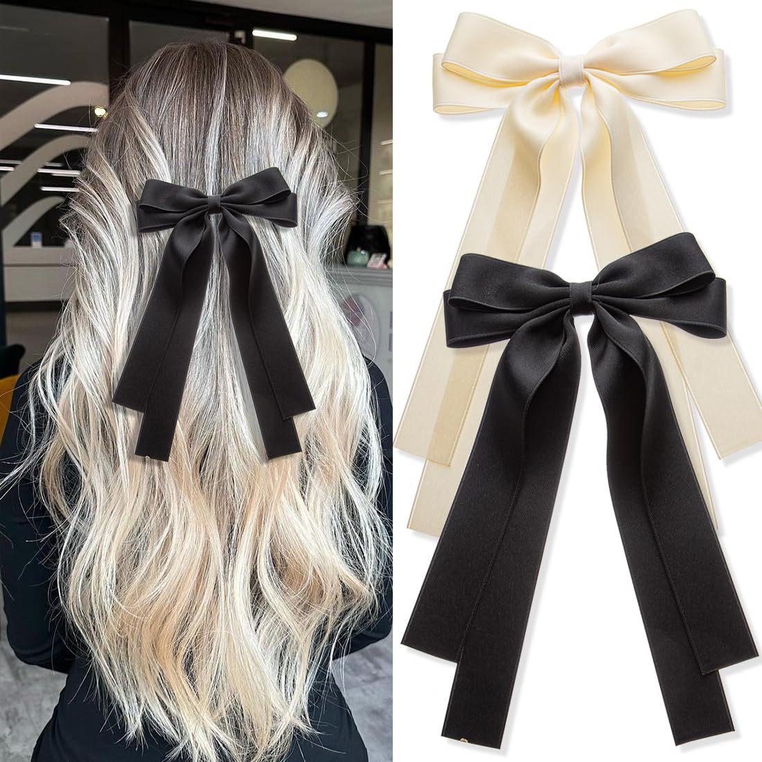 Wholesale Double Layer Bow Hair Clip Ribbon Tassel Ponytail Hair Accessories Hair Scrunchies ACC-HS-SanTai004