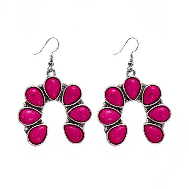 Wholesale Vintage flower earrings water drop turquoise flower earrings
