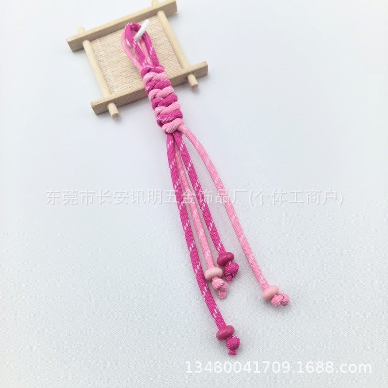 Wholesale Trendy Hand Knitted Contrast Color Keychain Lanyard Polyester Car Key Accessory