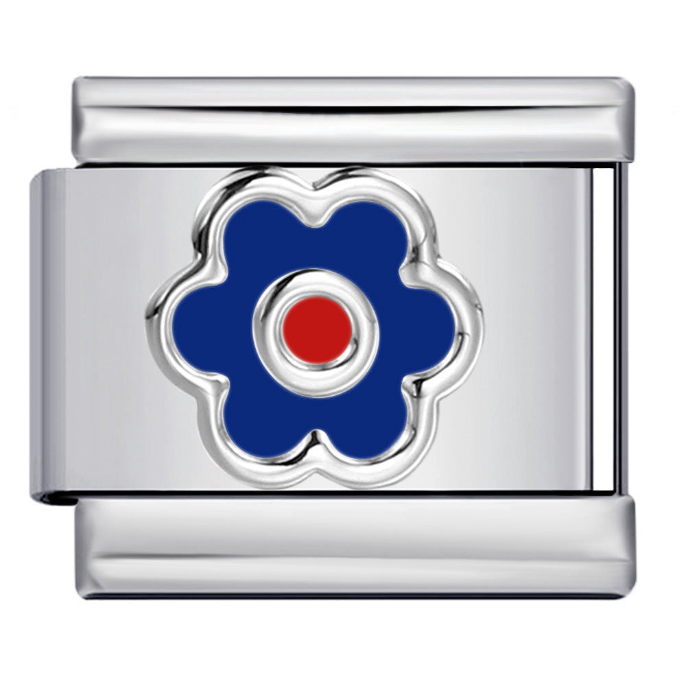 Wholesale Italian Charm Bracelet 9mm DIY Splicing Colored Oil-Drip Petals Stainless Steel Composable Bracelet