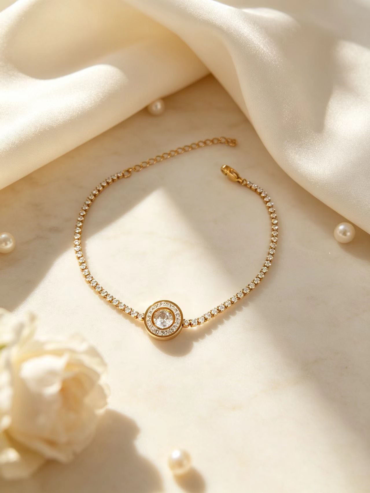 Wholesale Boutique Titanium Steel Zircon Bracelet Colorful Round Stones Unisex Gift