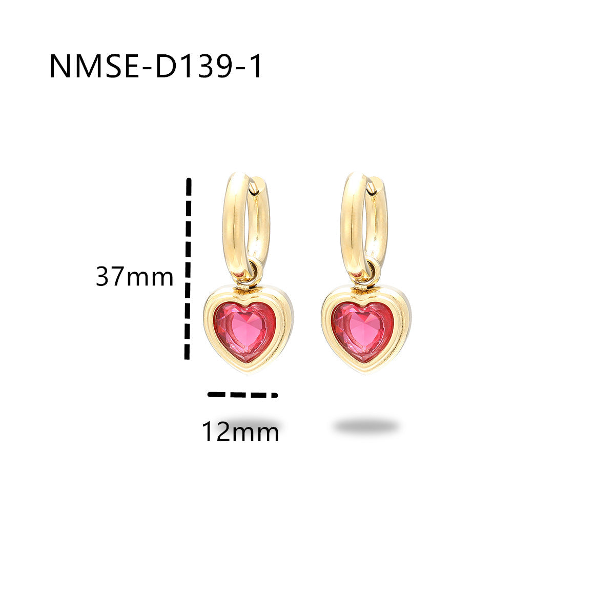 Wholesale  love  light luxury inlaid colored diamond 18K gold stainless steel earrings