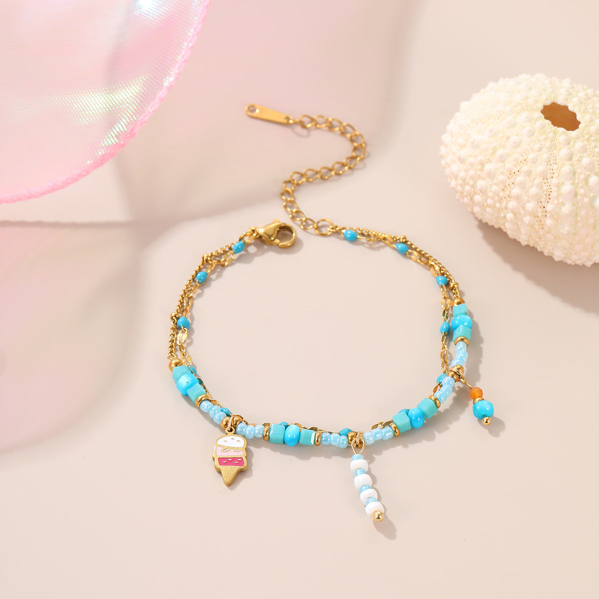 Wholesale Colorful bead necklace,  stainless steel earrings,  shell bracelet